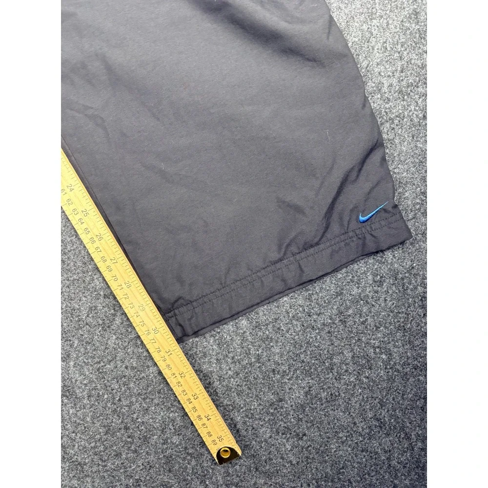 Vintage Y2K Nike Boys L 16-18 Black Nylon Cargo Pants Wide Leg Blue Swoosh